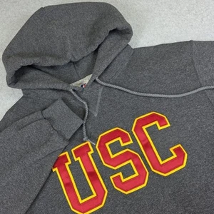 Vintage 2000s Russell USC Men’s Medium Gray Pullover Embroidered Hoodie Sweater - Picture 1 of 14