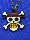 One Piece Pirate Luffy Skull And Cross Bones Metal Charm Pendant Necklace Anime