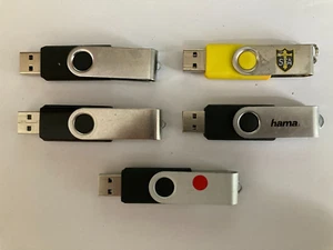 Job Lot 4GB x 5 Generic Swivel/Rotor USB 2.0 Flash Drive Memory Sticks Blk Yell - Afbeelding 1 van 1