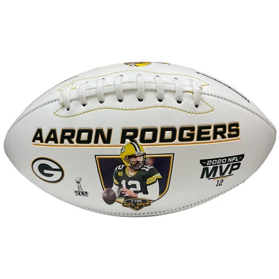 Aaron Rodgers Green Bay Packers 2020 MVP Limited Edition Football w/ COA - Image 1 of 3