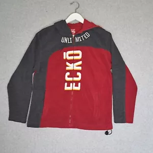 Sudadera con Capucha Vintage ECKO UNLTD Para Hombre Grande Y2K Cremallera Completa Bordada Rojo Gris Capucha - Imagen 1 de 13