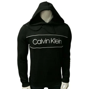 FELPA CON CAPPUCCIO CALVIN KLEIN MSRP $111,99 UOMO NERA MANICA LUNGA TAGLIA XL nuova con etichette - Foto 1 di 5