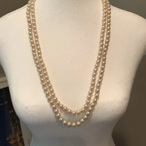 Vintage Art Deco Double Strand Faux Pearl Necklace 15 Inch - Picture 1 of 7