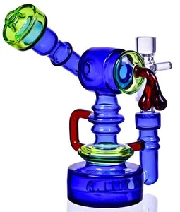 COOL 7 "Sidecar RECYCLER Bong THICK Glass Water Pipe DOUBLE Chamber Hookah *USA* - Imagen 1 de 6