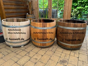 TOP KONFIGURATOR 190L PFLANZKÜBEL WEINFAß KASTANIENFAß HOLZFAß BLUMENKÜBEL FAß - Picture 1 of 7