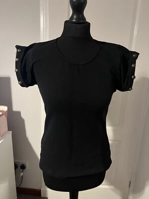 Vintage Y2K Black Spandex Studded Sleeve Top - Image 1 of 4