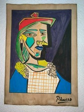 PABLO PICASSO DRAWING ON PAPER SIGNED & STAMPED HAND CARVED 
