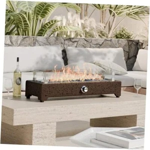 Tabletop Fire Pit, Outdoor Propane Fire Pit Table w Magnesium Oxide 28" Brown - Picture 1 of 8