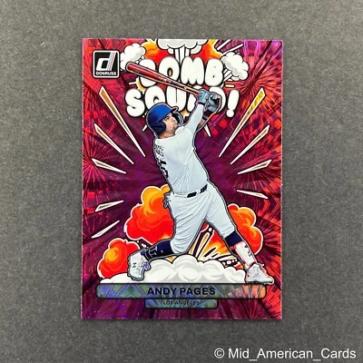 2023 Donruss Baseball Andy Pages Bomb Squad Pink Fireworks Holo #6 Dodgers - Image 1 of 4