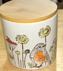 NEW Spectrum Designz Wildflower Bird Canister 4” Tall Finch Robin - Picture 1 of 4