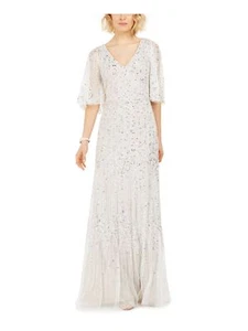 Adrianna Papell Women's Beaded Capelet Gown, Ivory/Biscotti, 8 - Picture 1 of 2