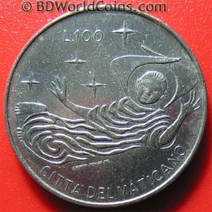 1969 VATICAN CITY 100 LIRE ANGEL IN FLIGHT PAUL VI STAINLESS WORLD COIN 27.8mm - Picture 1 of 3