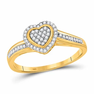 10kt Yellow Gold Womens Round Diamond Heart Ring 1/6 Cttw - Picture 1 of 1