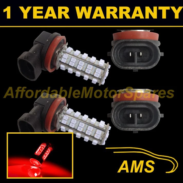2X H8 RED 60 LED FRONT MAIN HIGH BEAM LIGHT BULBS HIGH POWER KIT XENON MB500401 - Image 1 of 1