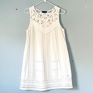 Anthropologie Sanctuary Dress Small Ivory Mini Eyelet Smocked Lacy Easter Dress - Picture 1 of 6