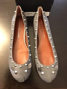 Pisos planos de ballet Marc by Marc Jacobs de cuero Spike Mouse. Gris. Talla 8. - Imagen 1 de 4