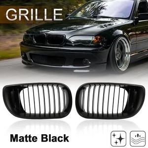 Front Upper Hood Bumper Grille Grill for BMW 335i Signal Slat Matte Black Pair - Picture 1 of 8