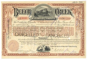 Beech Creek Railroad Company. Certificato Stock. 1898 - Foto 1 di 1