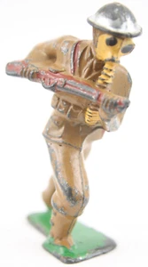 1930-40s Barclay B192 Lead Dimestore Toy Soldier Charging w Gas Mask Cast Helmet - Picture 1 of 8