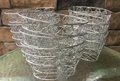 Lote de 12 cestas de metal prata multiuso por conjunto, tamanho é 8" X 6" X 4" - Imagem 1 de 2
