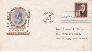 1940 IOOR CACHET FDC FAMOUS AMERICANS SERIES ALEXANDER G BELL INVENTOR BOSTON MA - Picture 1 of 1