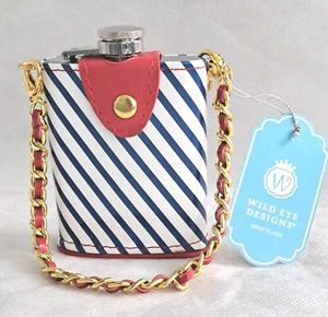 WILD EYE DESIGNS Mini-Kolben rot weiß & blau 3 Unzen Edelstahl - Bild 1 von 4