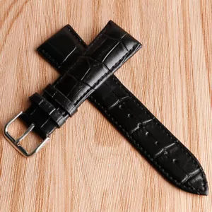 Correa de reloj de cuero negro/marrón 18/20/22/24 mm hebilla pasador correa de muñeca pulsera - Imagen 1 de 13