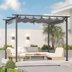 3 x 3(m) Metal Pergola with Retractable Roof UPF30+ For Garden Party Barbecue - Picture 1 of 8