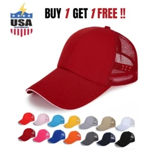 Trucker Hat Foam Mesh Baseball Cap Snapback Adjustable Plain Solid Men Sport Cap - Picture 1 of 22