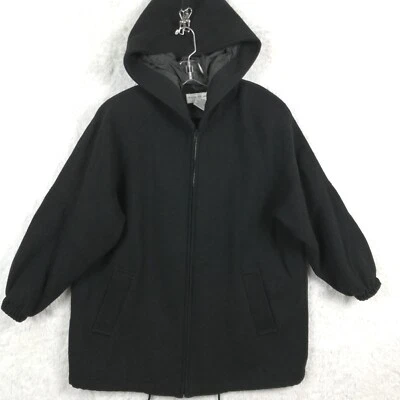 Maggie Lawrence Womens Coat Wool Blend Hooded Black Full Zip Jacket 14 - Image 1 of 4