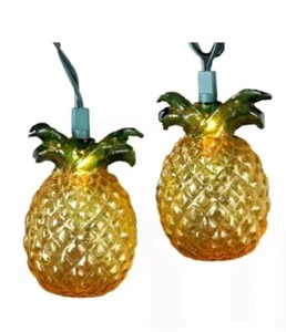 Glossy Pineapple Tropical Fruit Lights 8.75Ft Christmas Light String Set of 10. - Picture 1 of 6