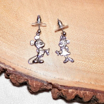 迪斯尼米奇米妮老鼠 PIERCED DANGLE 耳环 925 纯银 — 第 1/4 张图片