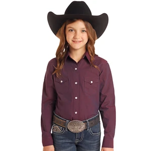Rough Stock Girl's Solid Dark Orchid Button Down Shirt RGN2S05104 - Picture 1 of 7