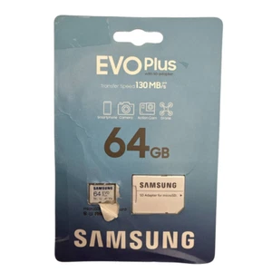 Carte mémoire microSDXC UHS I V10 A2 Samsung EVO Plus 64 Go avec adaptateur SD - Photo 1 sur 8
