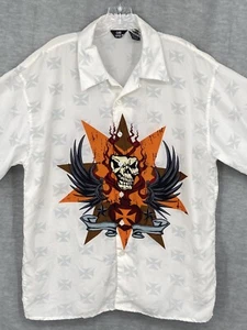 City Impact Shirt Men's Large White Two-Sided ⚡️Chopper Iron Cross Skull Wings - Picture 1 of 7