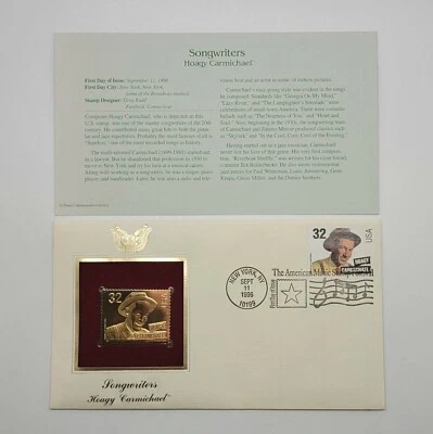 4 Songwriters 22kt Gold Stamps First Day of Issue 32 Cent Sept 11, 1996. STP60 - Image 1 of 4