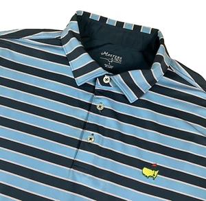 Camisa Polo MASTERS Para Hombres Grande Performance Tech Azul Rugby Rayas Manga Corta - Imagen 1 de 9