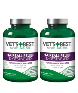 Vet's Best Hairball Relief Digestive Aid for Cats 180 Chewable Tablets (2 Pack) - Picture 1 of 2
