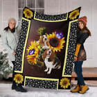Basset Hound Dark Sunflower Fleece SOFA BLANKET Christmas Gift Halloween Gift