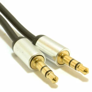 0.5m Aluminium PRO 3.5mm Jack to Jack Stereo Audio Cable Lead GOLD [007511] - Afbeelding 1 van 9