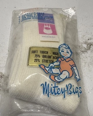 Vintage 1980’s Baby Socks - Mitey-Bigs, Layette 4-6- New/old Stock, NIP - Image 1 of 3