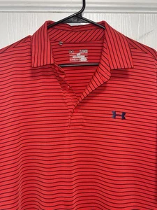 Camisa Polo Under Armour Para Hombres XLarge Roja Negra Rayas Rendimiento Suelta Heatgea - Imagen 1 de 6