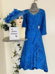 BNWT Mother of Bride Cassandra Generous Size 14 Royal Dip Hem Dress & Hatinator - Picture 1 of 13