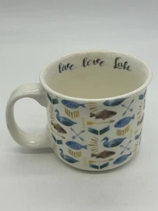 Pfaltzgraff Wild Apple Porcelain LIVE LOVE LAKE  Coffee Tea Mug Ducks Fish - Picture 1 of 5