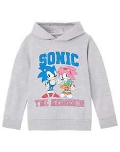 Sonic the Hedgehog Grey Collegiate Sonic & Amy Hoodie Girls - Picture 1 of 40