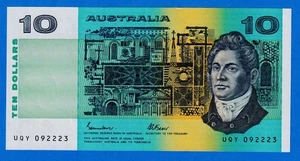 Australia $10 1974-1991 P-45e Johnston & Fraser  Circulated Note (EF) UQY 092223 - Picture 1 of 4