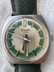 Reloj Savar ETA 2837 . años 70.Rara Esfera en verde .Funciona perfectamente. - Imagen 1 de 8