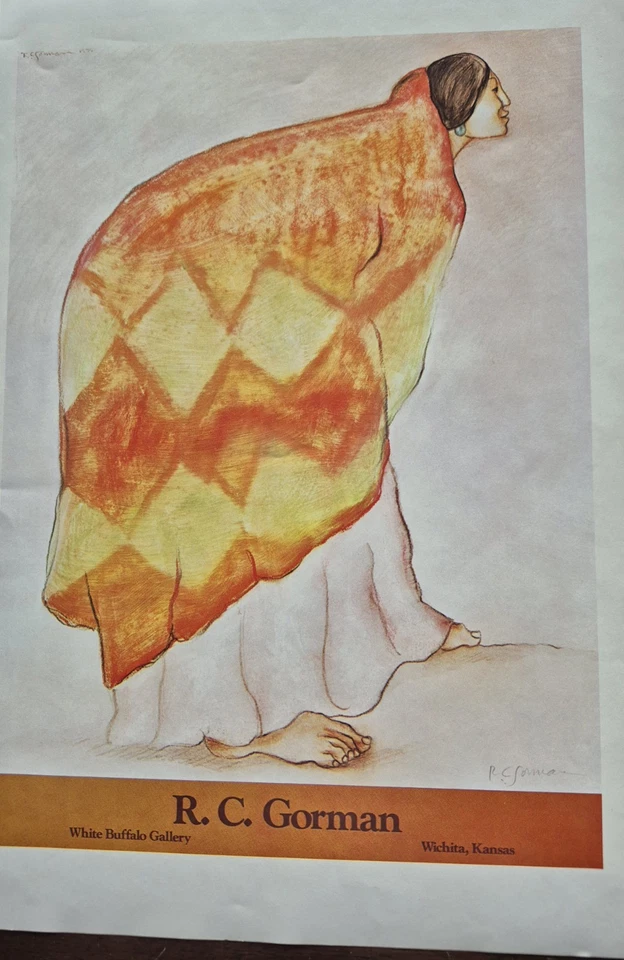 R.C.Gorman-"WOMAN WITH PENDLETON BLANKET"Navajo.-13 x 9.5 Art Poster Print,$4.99 - Image 1 of 1