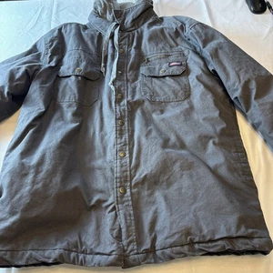 DICKIES MENS JACKET SZ XL HOODIE, SNAPS & ZIP GRAY WORKWEAR - Picture 1 of 10