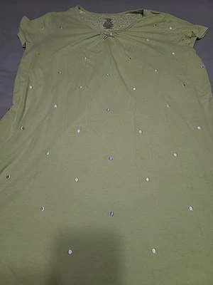 SIMPLY BASIC SLEEPWEAR Vestido Verde Claro Cuello en V Manga Corta; L-XL (14-18) Foto 1 de 4